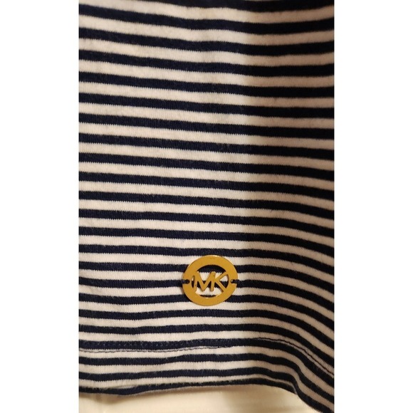 Michael Kors Short Sleeve Cold Shoulder Black White Striped Size L - Picture 2 of 5